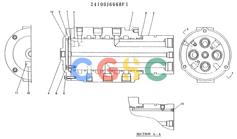 神钢零件查询(K907LC) - MARK II EXCAVATOR ASN YQ0565 (GLOBAL) (1/87-12/03) (11-069) - JOINT ASSY, SWIVEL (24100J6668F1) Kobelco