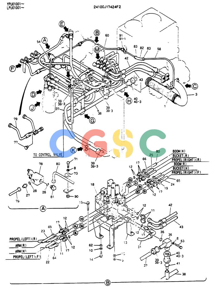 神钢零件查询(SK130LC) - EXCAVATOR BTW YPU1001 - YPU2000 (1/98-12/98) (04-003[01]) - UPPER HYDRAULICS (NIBBLER & BREAKER (BOOM & ARM SAFETY) Kobelco