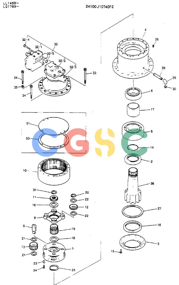 神钢零件查询(MD240BLC) - EXCAVATOR ASN LL1488 (1/80-12/06) (01-003) - MOTOR ASSY, SWING Kobelco