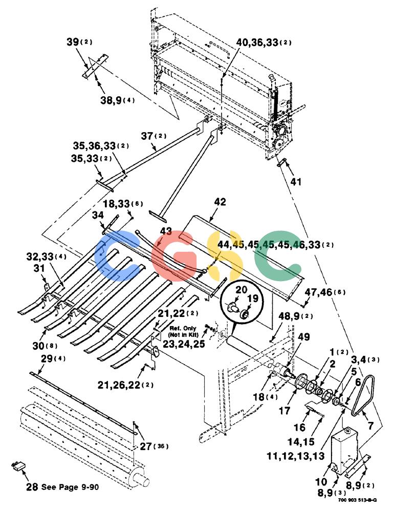 凯斯零件查询(8465) - CASE IH AUTO ROUND BALER (1/91-12/97) (9-56) - MESH WRAP KIT, SHIELDS AND SLIDE ASSEMBLIES, SERIAL NUMBER CFH0073272 AND LATER Case Agriculture