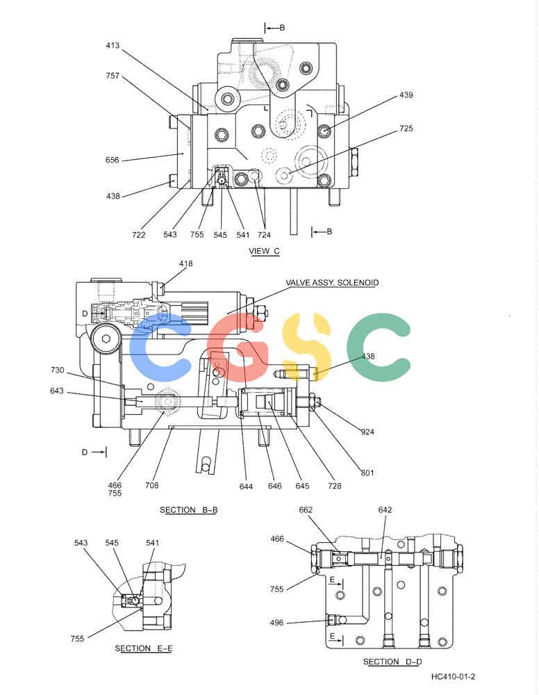 纽荷兰零件查询(E215B) - CRAWLER EXCAVATOR - TIER 3 (NA) - ASN N7DA21001 (1/07-) (8.017[02]) - REGULATOR ASSEMBLY (YN10V01009F1) (HC410), FIGURE 2 OF 2 New Holland Constructuion