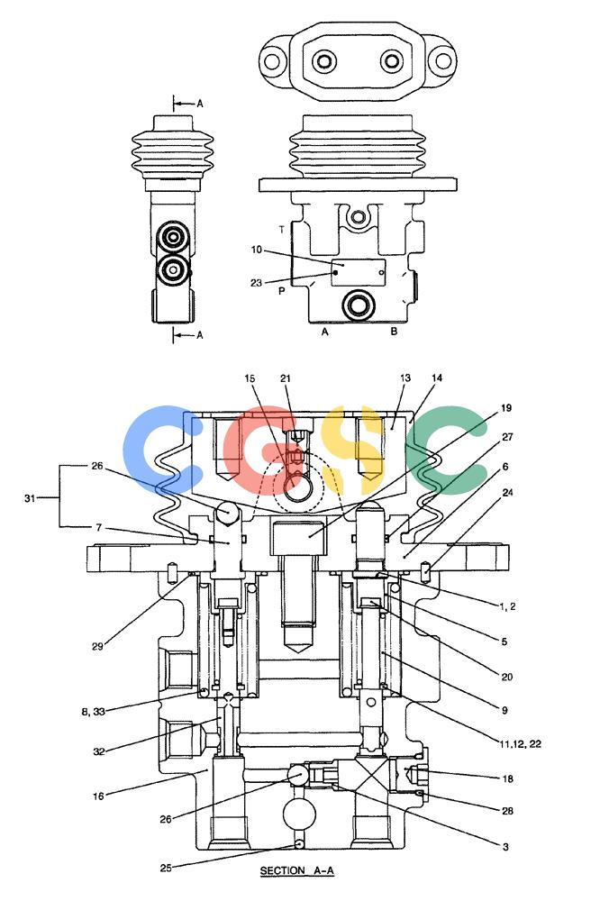 纽荷兰零件查询(EH80) - MIDI CRAWLER EXCAVATOR ASN LF04-02000 (N4TA18001 thru N4TA18010, ASN N5TA18011 -) (NA) (1/ (187) - VALVE ASSEMBLY, PILOT (PROPELLING) New Holland Constructuion