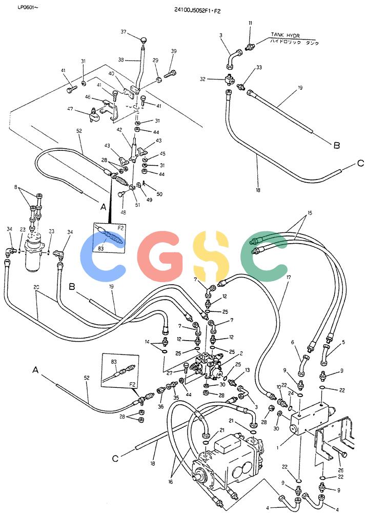 神钢零件查询(K905LC) - EXCAVATOR BTW YP0115 - YP0301 (1/85-12/03) (09-019[01]) - CONTROL ASSY (DOZER) 24100J5052F1 Kobelco