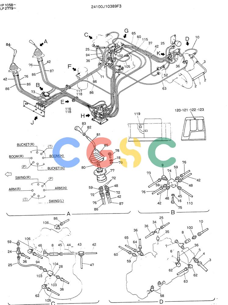 神钢零件查询(K905LC) - MARK II EXCAVATOR BTW YP1001 - YP1281 (1/87-12/03) (03-014[01]) - REMOTE CONTROL ASSY (MULTI) (P/N 24100J10389F3) Kobelco