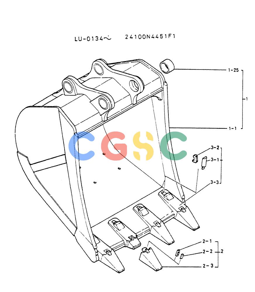 神钢零件查询(K935) - EXCAVATOR SUPPLEMENT ASN LU00154 (1/76-12/03) (08-015) - BUCKET ASSY, ROCK, 2.0M³ Kobelco