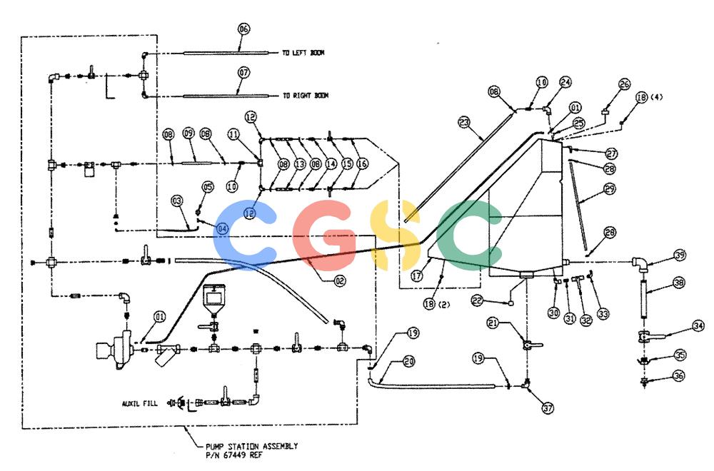 凯斯零件查询(FLEX-AIR) - APPLICATOR (1995-1997) (2/95-2/97) (12-008) - PLUMBING, WET KIT, 4 WL, REAR Case Agriculture