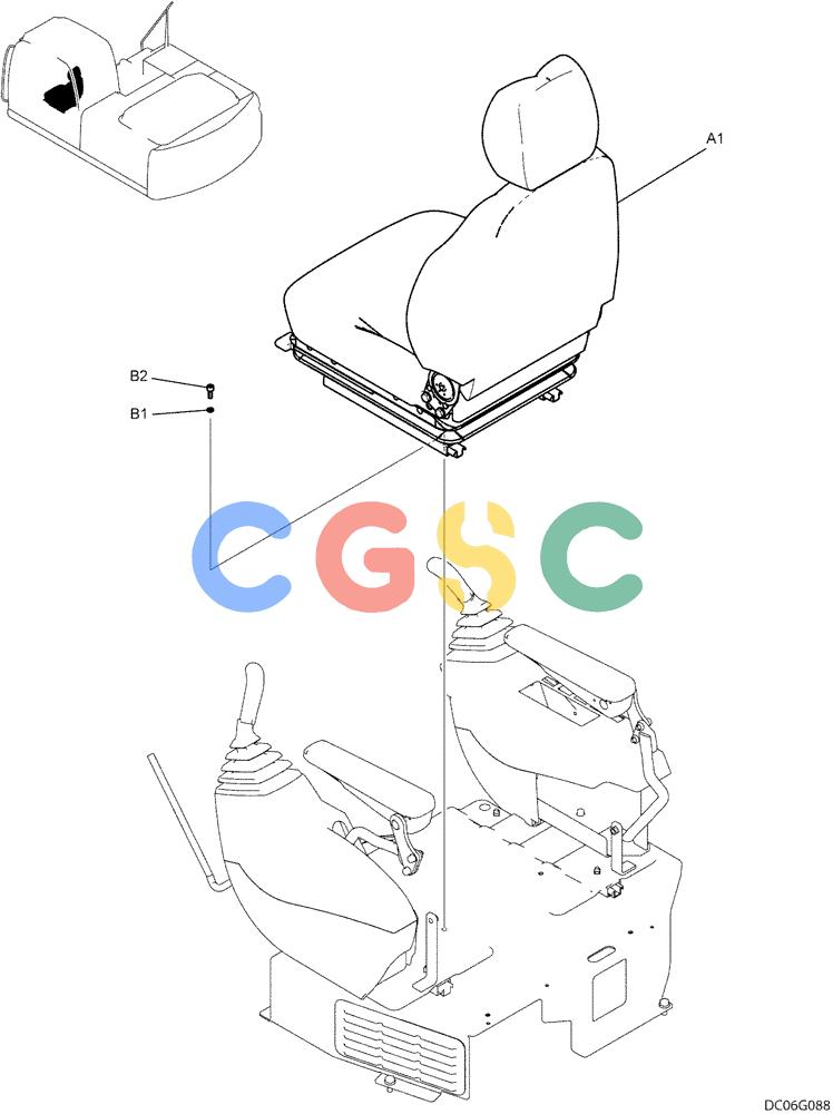 纽荷兰零件查询(E215B) - CRAWLER EXCAVATOR - TIER 3 (NA) - ASN N7DA21001 (1/07-) (1.057[00]) - SEAT INSTALLATION (YN25M00072F1) New Holland Constructuion