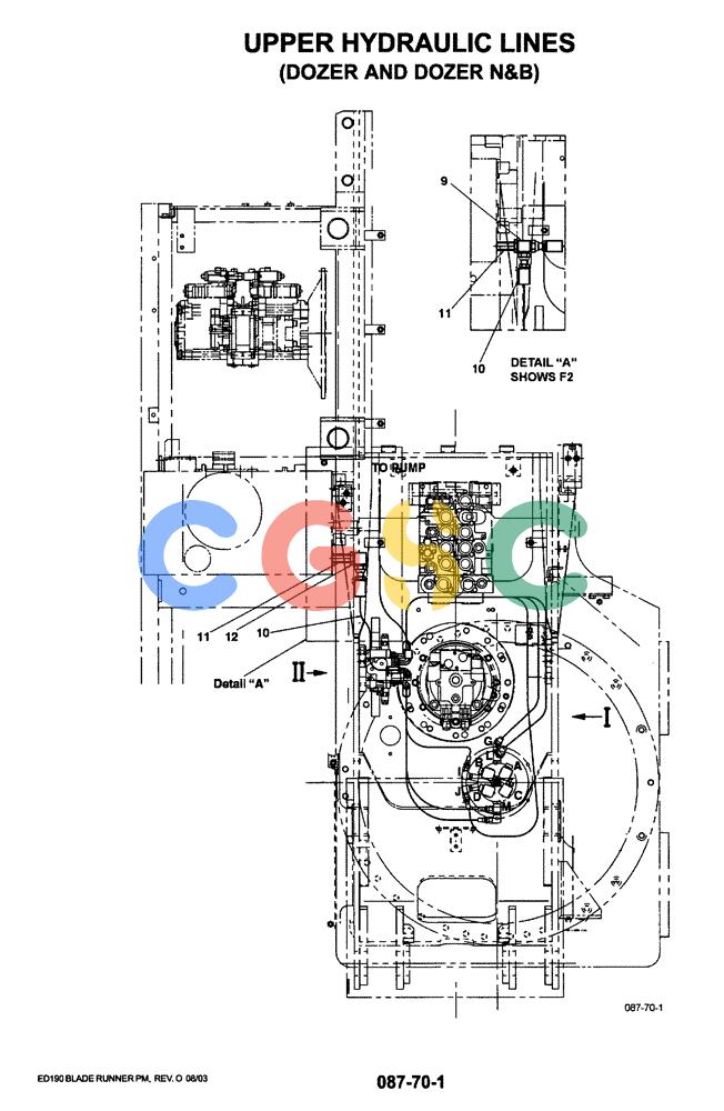 神钢零件查询(ED190LC-6E) - BLADE RUNNER EXCAVATOR/DOZER BTW YL03U0136 - YL03U0292 (1/05-12/06) (01-024[01]) - UPPER HYDRAULIC LINES (DOZER AND DOZER N AND B) Kobelco