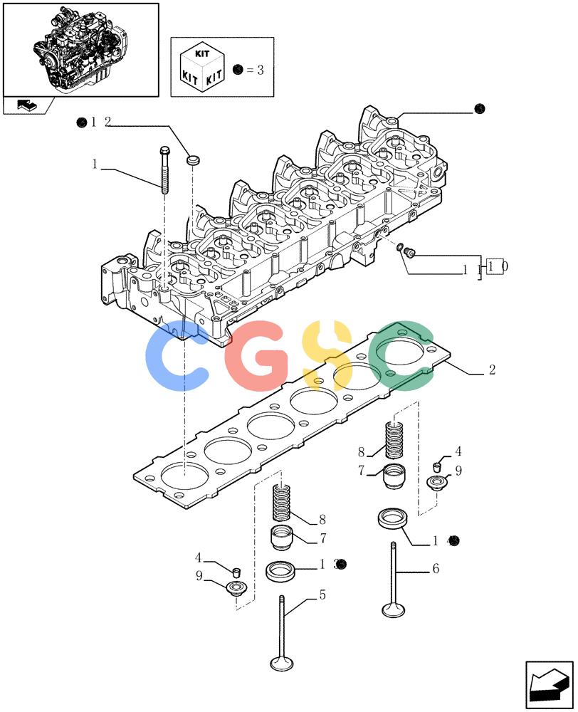 神钢零件查询(F4GE9684R J600) - ENGINE - 504115847 - 84459738 (1/08-12/12) (0.06.0) - CYLINDER HEAD (504085719) Kobelco