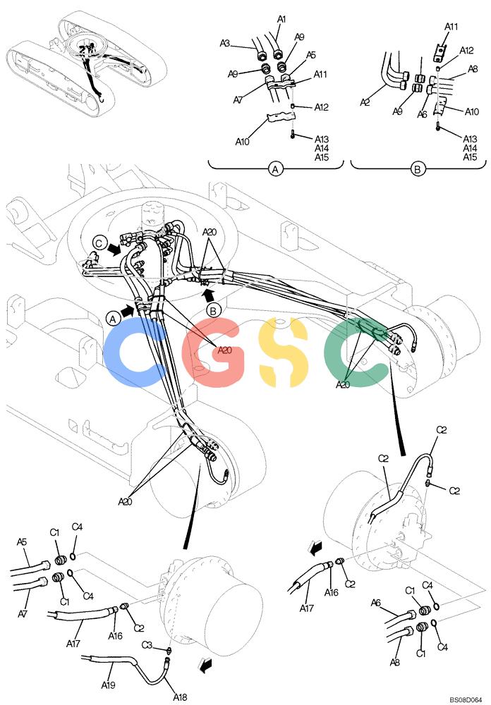 神钢零件查询(ED150) - BLADE RUNNER ACERA SR EXCAVATOR DOZER (TIER 3 ) ASN YL06-01201 (5/08-12/12) (03-09[01]) - HYDRAULIC LINES, LOWER (YY02H00063F1, YY19H00038F1 & YY12H00008F1), FIGURE 1 OF 2 Kobelco