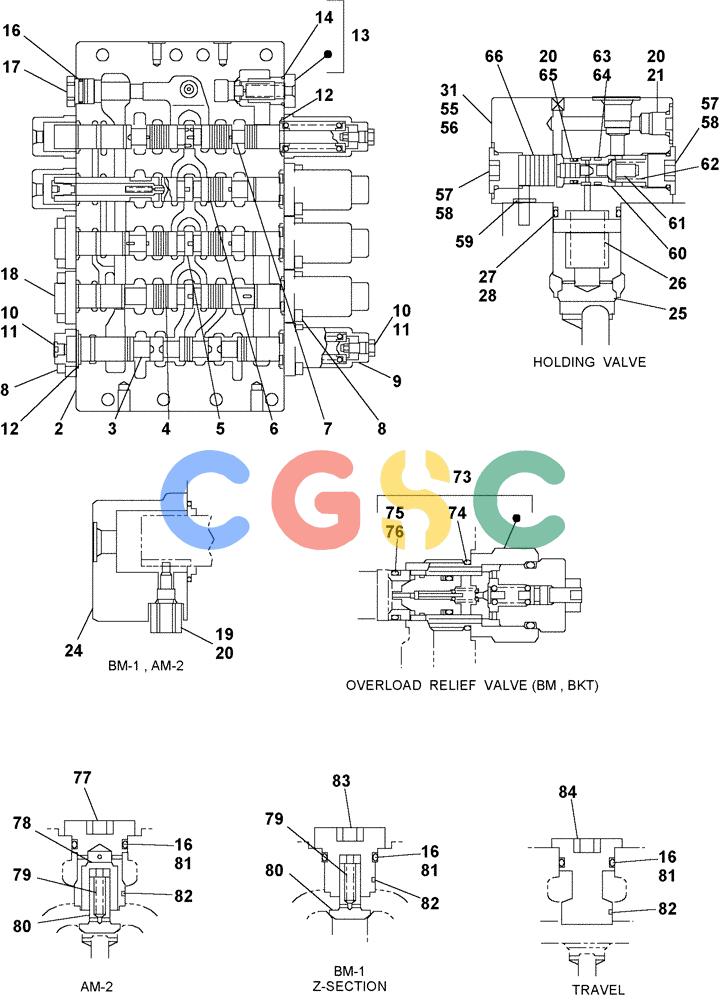 纽荷兰零件查询(E805) - CRAWLER EXCAVATOR (1/05-) (08-085-00[01]) - CONTROL VALVE New Holland Constructuion