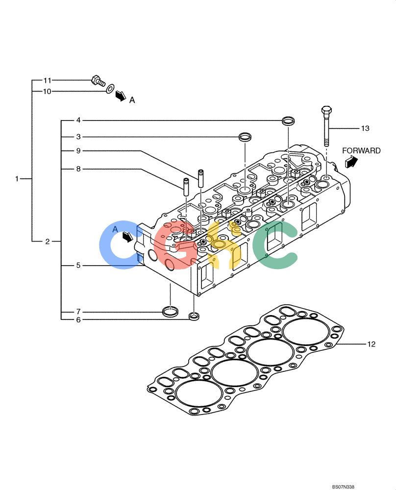 纽荷兰零件查询(E135B) - CRAWLER EXCAVATOR TIER 3 - ASN YH05-07001 (N8TA13006) (1/08-) (09-02[00]) - CYLINDER HEAD New Holland Constructuion