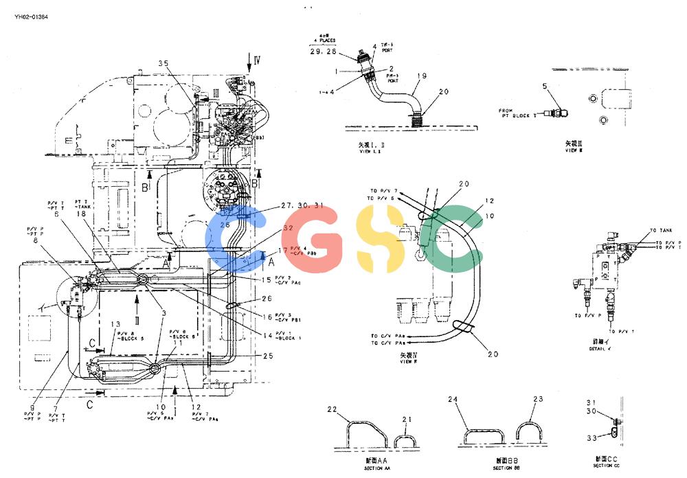 神钢零件查询(ED150) - BLADE RUNNER EXCAVATOR/DOZER ASN YH02-01384 (4/02-12/03) (01-009[1]) - CONTROL LINES, REMOTE Kobelco