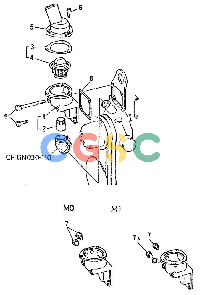 神钢零件查询(6D16-T) - MITSUBISHI DIESEL ENGINE - K909LC & MD240BLC (1/87-12/06) (02-003) - WATER PIPE & THERMOSTAT P/N ME035274 Kobelco