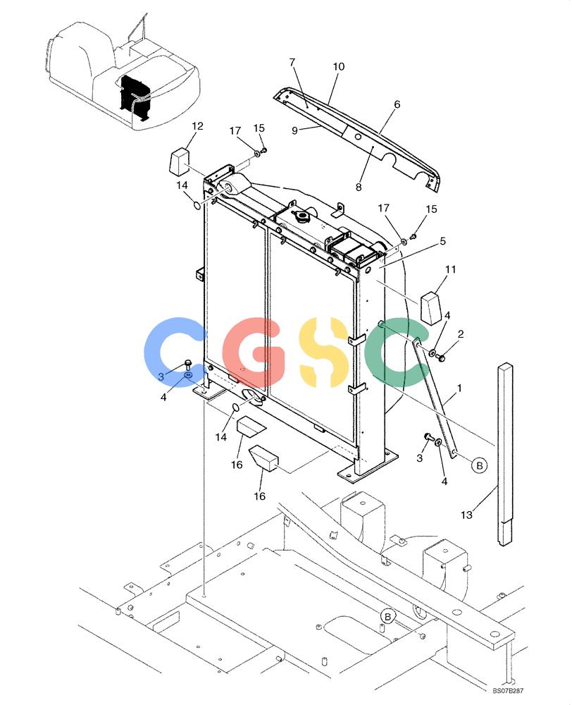 神钢零件查询(SK170-8) - ACERA MARK III EXCAVATOR - TIER 3 (NA) ASN YM04-U1601 - (5/07-12/12) (02-05[00]) - RADIATOR INSTALLATION (YM05P00021F1) Kobelco