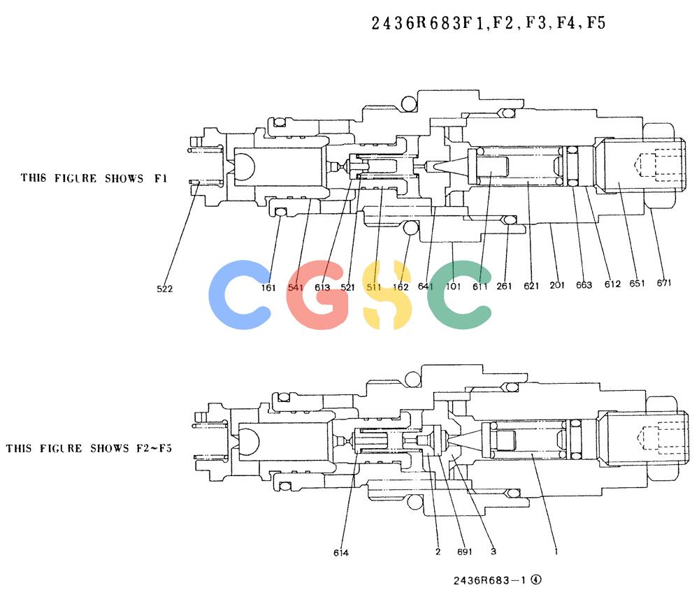 神钢零件查询(K907LC) - MARK II EXCAVATOR BTW YQU0001 - YQU0400 (1/87-12/03) (11-002 ) - VALVE ASSY, RELIEF 2436R683F1-F5 Kobelco