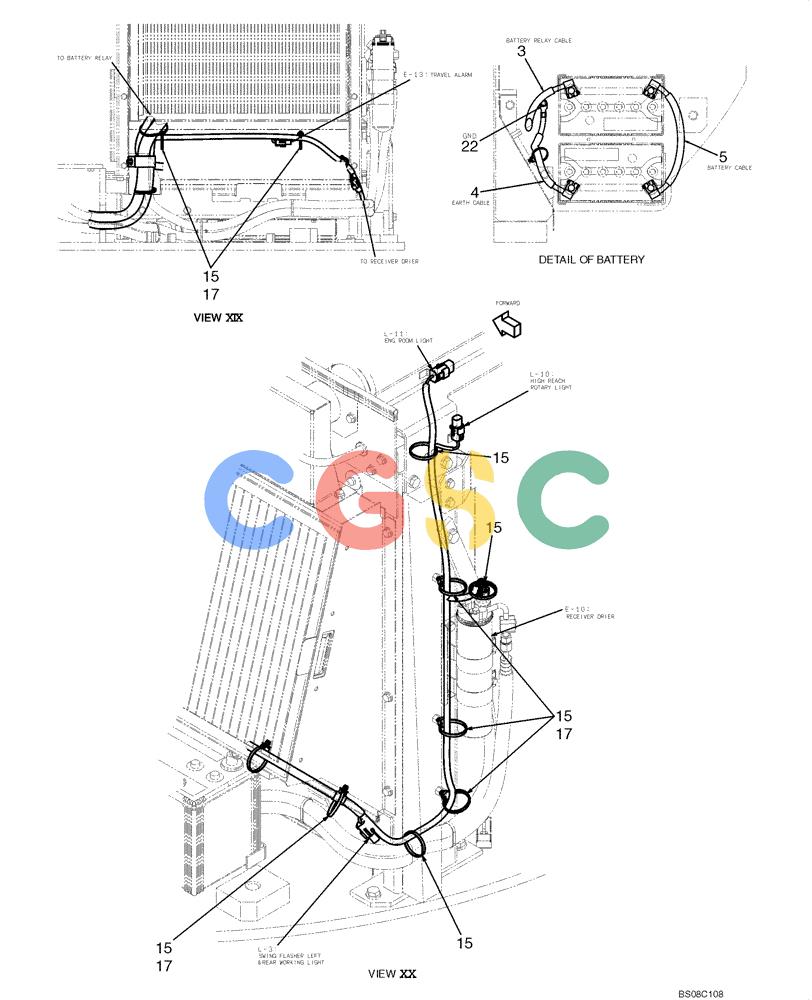 纽荷兰零件查询(E70BSR) - COMPACT CRAWLER EXCAVATOR BTW YT05-15001 - 18000 (NA) (4/08-) (02-73-00[10]) - HARNESS ASSEMBLY, UPPER (YT13E00048F1), PAGE 10 OF 12 New Holland Constructuion
