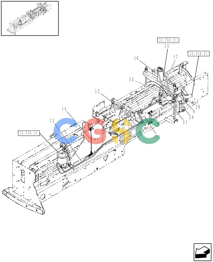 凯斯零件查询(SB541C) - SMALL SQUARE BALER (9/09-12/10) (35.550.20) - HYDRAULIC BALE TENSION, SC541C Case Agriculture