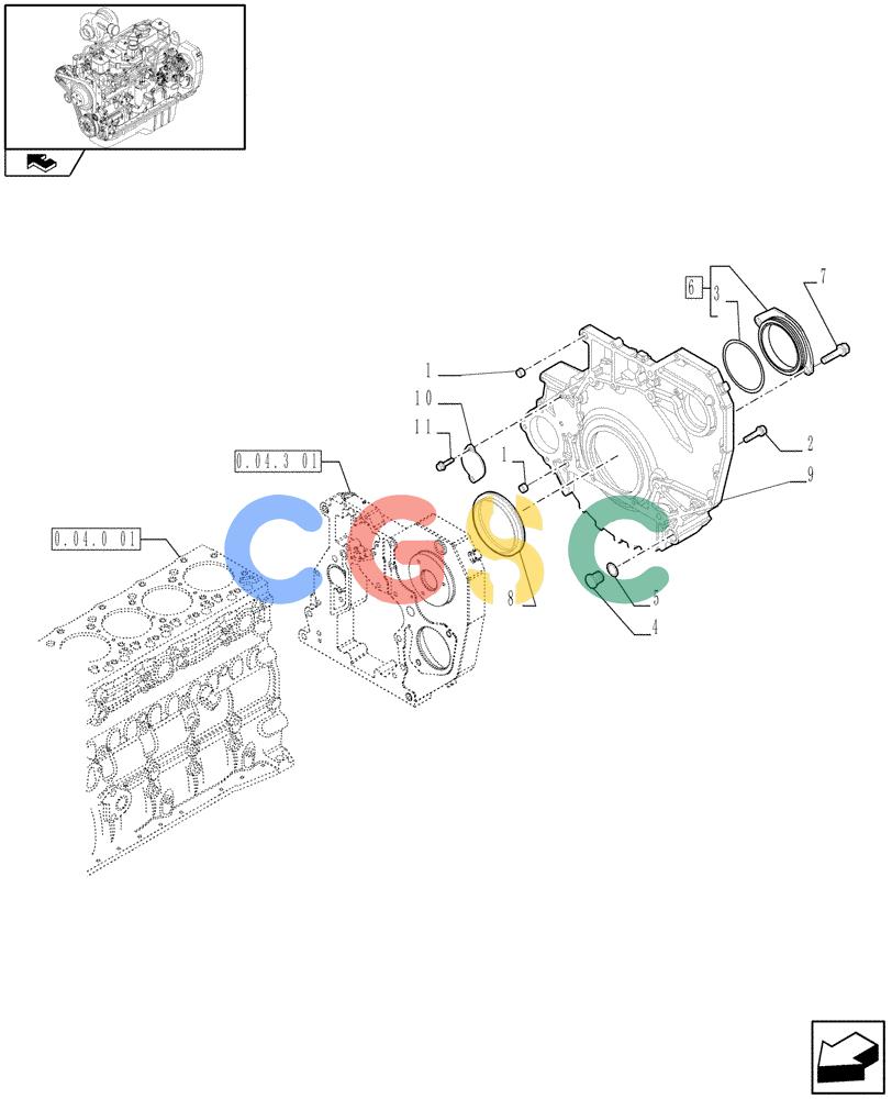 神钢零件查询(F4GE9684C J601) - ENGINE - 504360955 - 84152356 (1/13-) (0.04.3[03]) - CRANKCASE COVERS (2854950) Kobelco