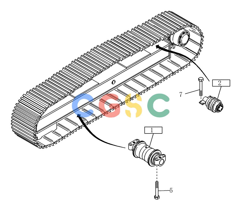 纽荷兰零件查询(EC215) - CRAWLER EXCAVATOR (11/99-) (06.010[001]) - CRAWLER CHASSIS LOWER ROLLER INSTALL (S/N 721501-UP) New Holland Constructuion