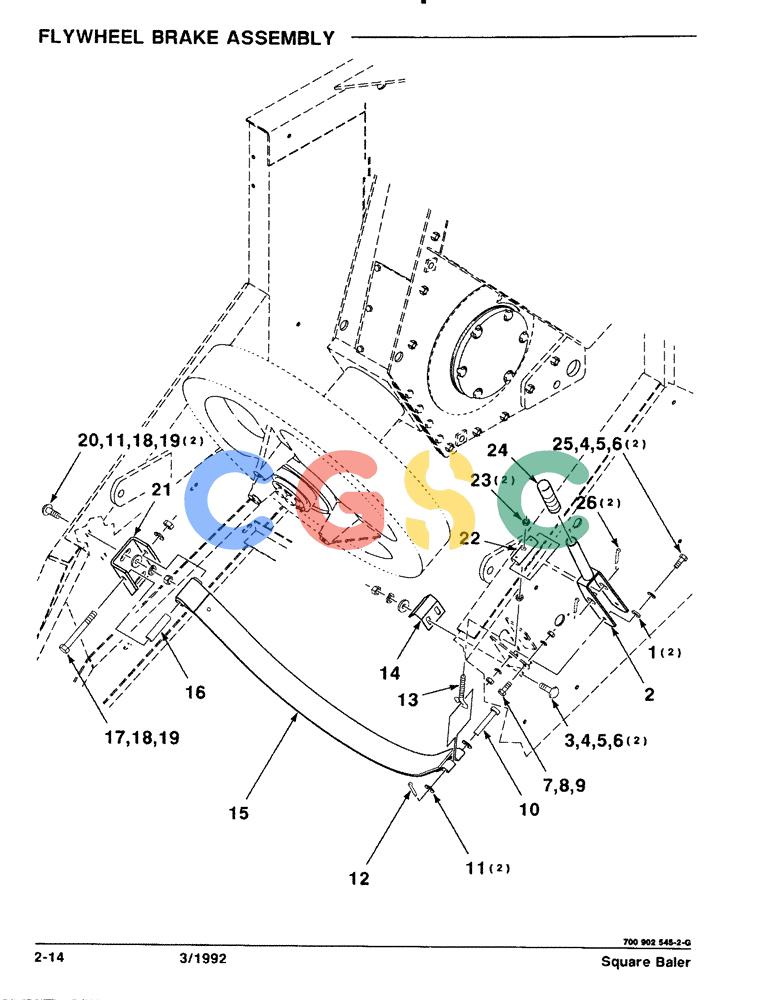 凯斯零件查询(8570) - CASE IH MID-SIZE RECTANGULAR BALER (1/91-12/96) (2-14) - FLYWHEEL BRAKE ASSEMBLIES Case Agriculture