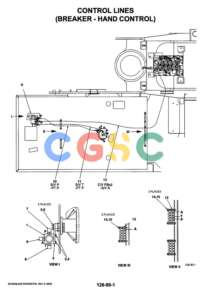 神钢零件查询(ED190LC-6E) - BLADE RUNNER EXCAVATOR/DOZER BTW YL03U0136 - YL03U0292 (1/05-12/06) (01-043) - CONTROL LINES (BREAKER - HAND CONTROL) Kobelco