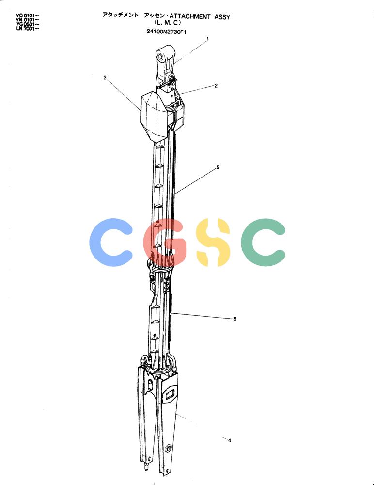 神钢零件查询(CLAMSHELL) - ATTACHMENT - SK200 EXCAVATORS (1/91-12/97) (291-61) - ATTACHMENT ASSY 24100N2730F1 Kobelco