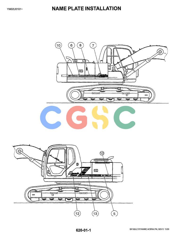 神钢零件查询(SK160LC) - DYNAMIC ACERA EXCAVATOR 11/2000 ASN YM02U0101 (11/00-12/02) (06-003[01]) - NAME PLATE INSTAL Kobelco