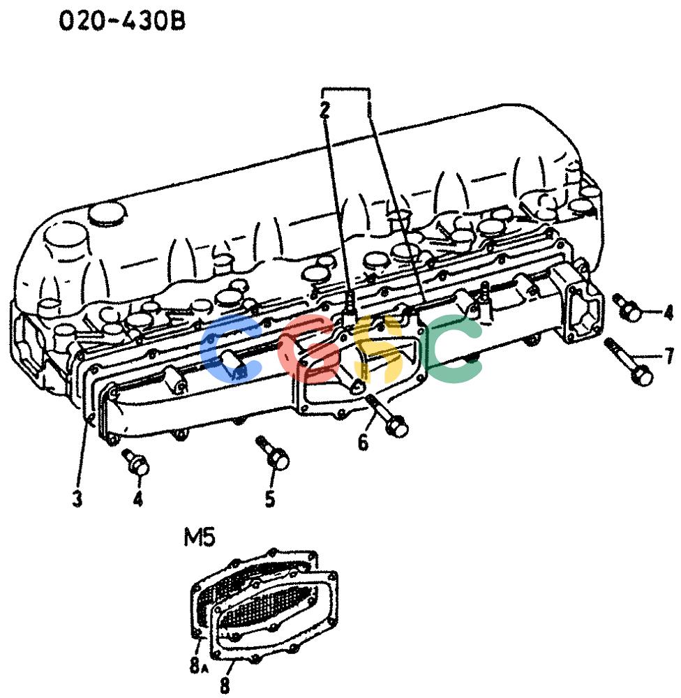 神钢零件查询(6D16-T) - MITSUBISHI DIESEL ENGINE - K909 II & K909LC II EXCAVATORS (1/87-12/06) (00-020) - INLET MANIFOLD Kobelco