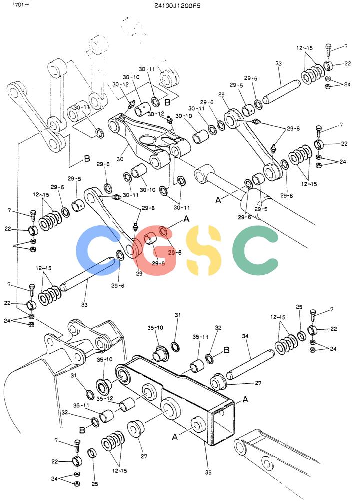 神钢零件查询(K903C) - EXCAVATOR ASN LE5701 (1/87-12/03) (08-004) - ARM ASSY, EXTENSION, P/N 24100J1200F5 Kobelco