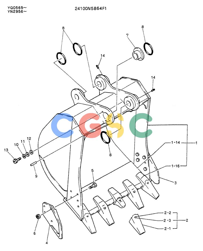神钢零件查询(K907LC) - MARK II EXCAVATOR ASN YQ0565 (GLOBAL) (1/87-12/03) (09-017) - BUCKET ASSY 0.8M Kobelco