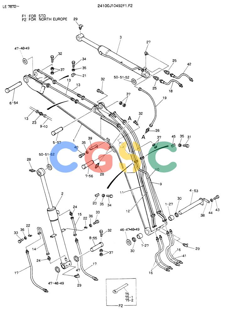 神钢零件查询(K903) - MARK II EXCAVATOR ASN LE7872 (1/88-12/03) (07-001[02]) - BOOM ASSY, 3.65M (P/N 24100J10492F2) Kobelco