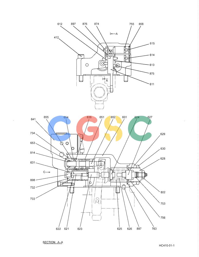 纽荷兰零件查询(E215B) - CRAWLER EXCAVATOR - TIER 3 (NA) - ASN N7DA21001 (1/07-) (8.017[01]) - REGULATOR ASSEMBLY (YN10V01009F1) (HC410), FIGURE 1 OF 2 New Holland Constructuion