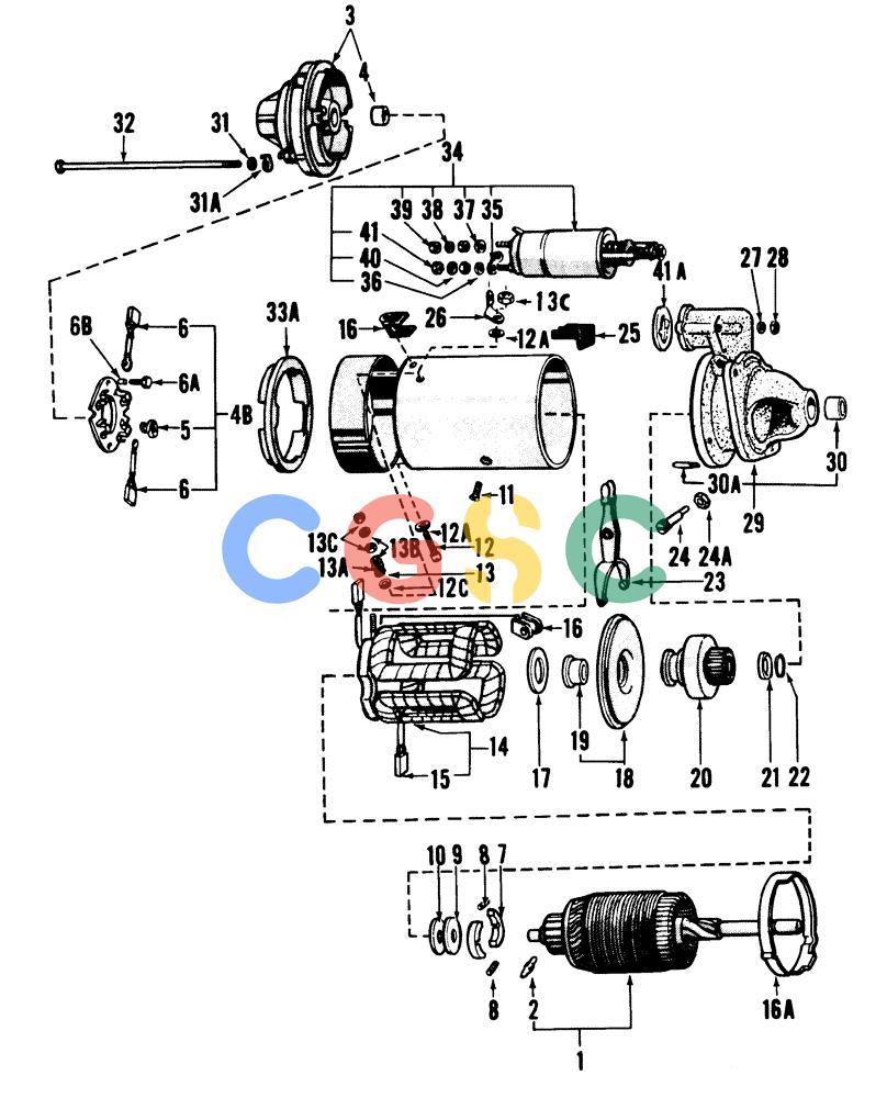 纽荷兰零件查询(H48) - RICHIER EXCAVATOR (1/74-12/84) (10E01) - STARTING MOTOR, DRIVE & RELAY ASSEMBLY, 5" DIAMETER New Holland Constructuion