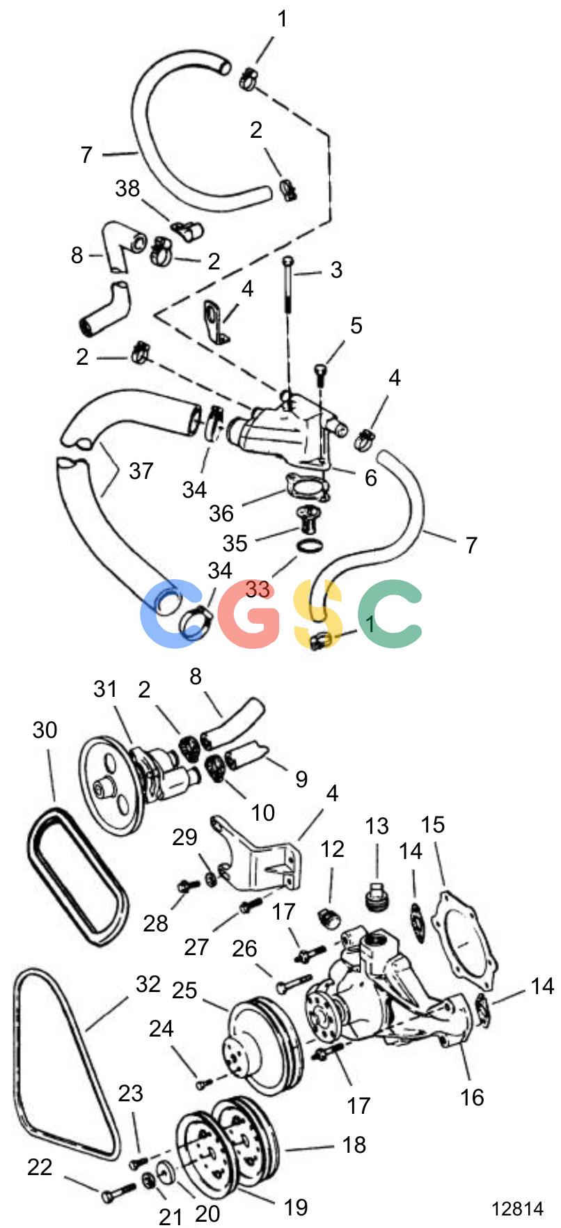 沃尔沃零件查询4.3GLPLKD; 4.3GLPLKE; 4.3GSPLKD; 4.3GSPLKE; 4.3GIPLKDCE; 4.3GIPLKECE; 4.3GSJLKDCooling SystemCoolingEPC Volvo Penta Parts catalog