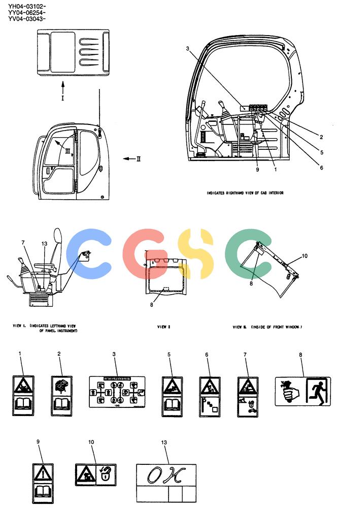纽荷兰零件查询(E135SR) - CRAWLER EXCAVATOR ASN YY04-06254 (06-002) - NAME PLATE INSTAL (CAB), P/N YB22T00006F4 New Holland Constructuion