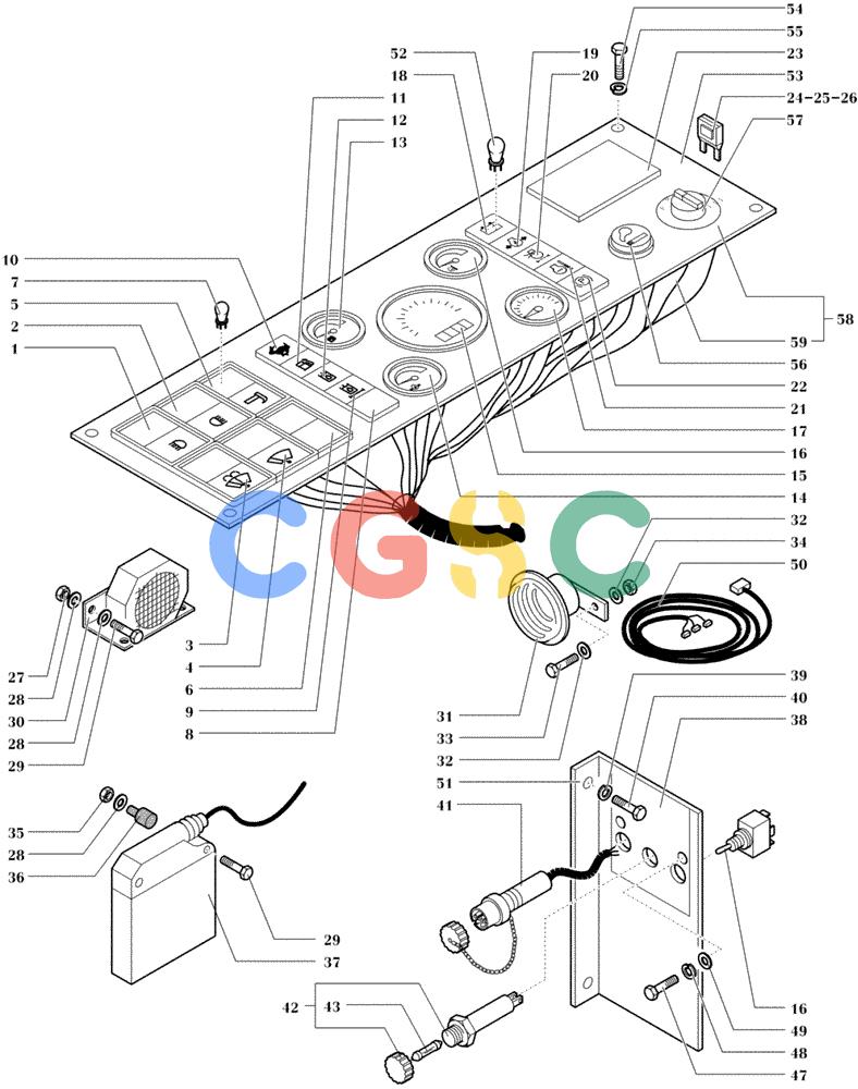 纽荷兰零件查询(DC70) - CRAWLER DOZER (N.A. VERSION) (4/99-) (6.712[01A]) - ELECTRIC COMPONENTS - DASHBOARD (DC70 STD.S/N 13041171 & DOWN; LGP S/N 13045047 & DOWN) New Holland Constructuion
