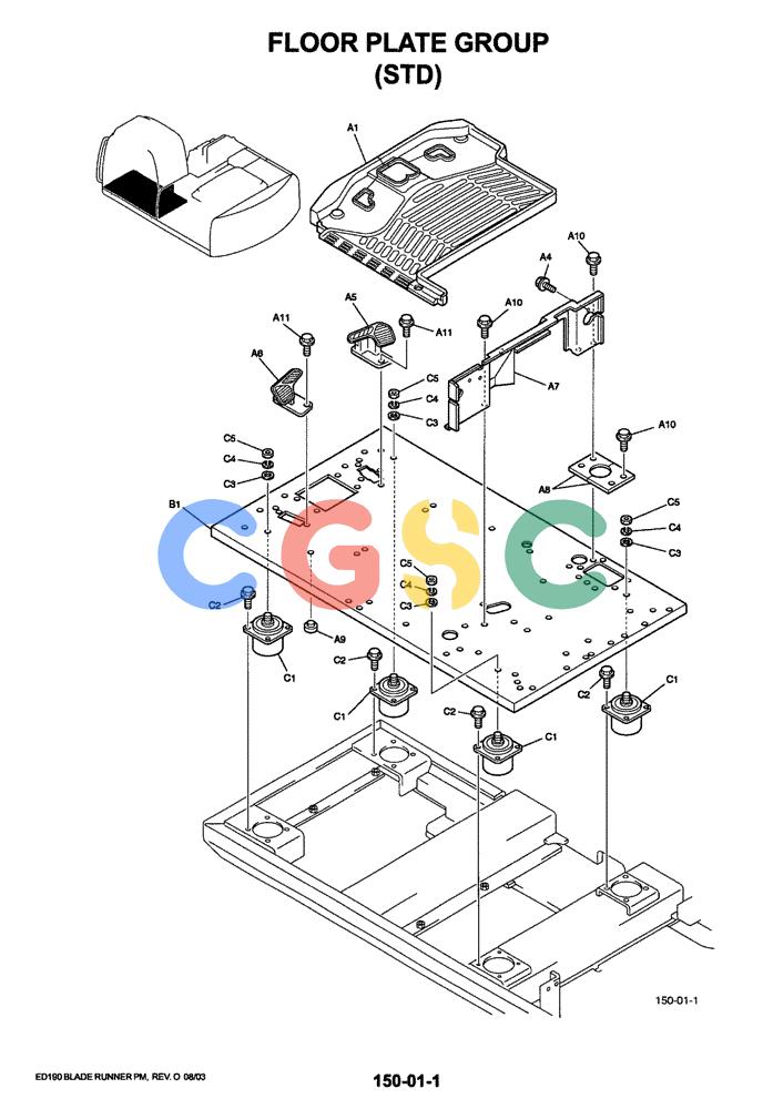 神钢零件查询(ED190LC-6E) - BLADE RUNNER EXCAVATOR/DOZER BTW YL03U0136 - YL03U0292 (1/05-12/06) (01-049) - FLOOR PLATE GROUP (STD Kobelco