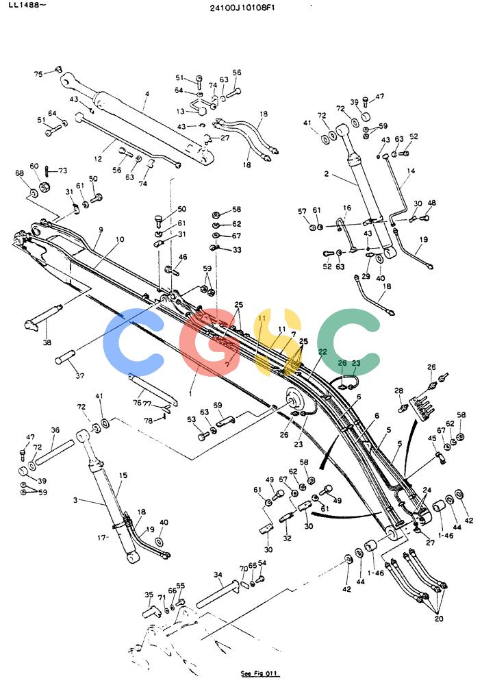 神钢零件查询(K909LC) - MARK II EXCAVATOR ASN LL1488 (1/87-12/03) (09-002) - BOOM ASSY, 9.9M (60FT LONG RANGE) Kobelco