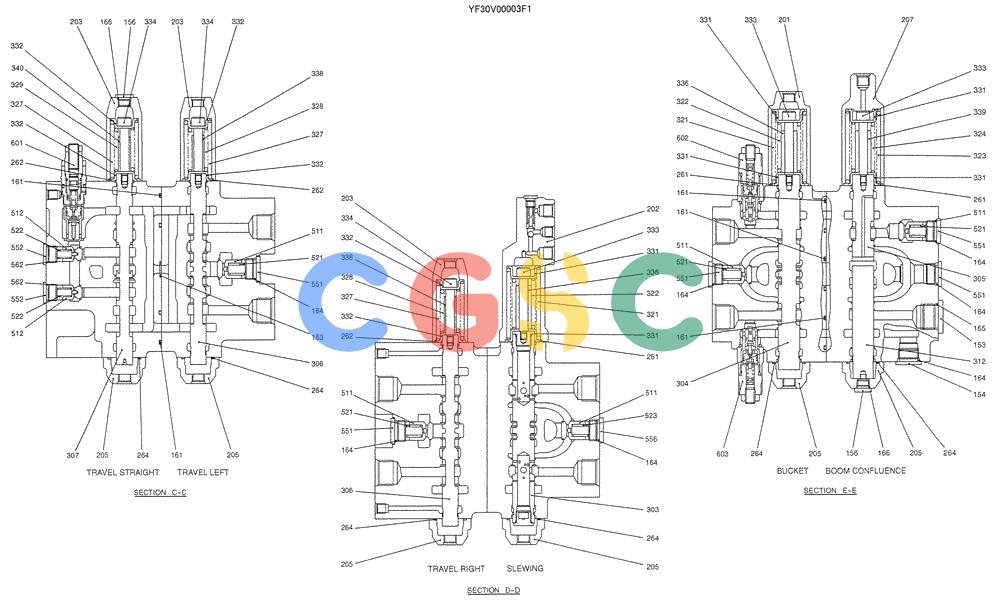 纽荷兰零件查询(E235SRLC) - CRAWLER EXCAVATOR BTW YU04-00837 - YU04-01417 (07-015[02]) - VALVE ASSY, CONTROL New Holland Constructuion