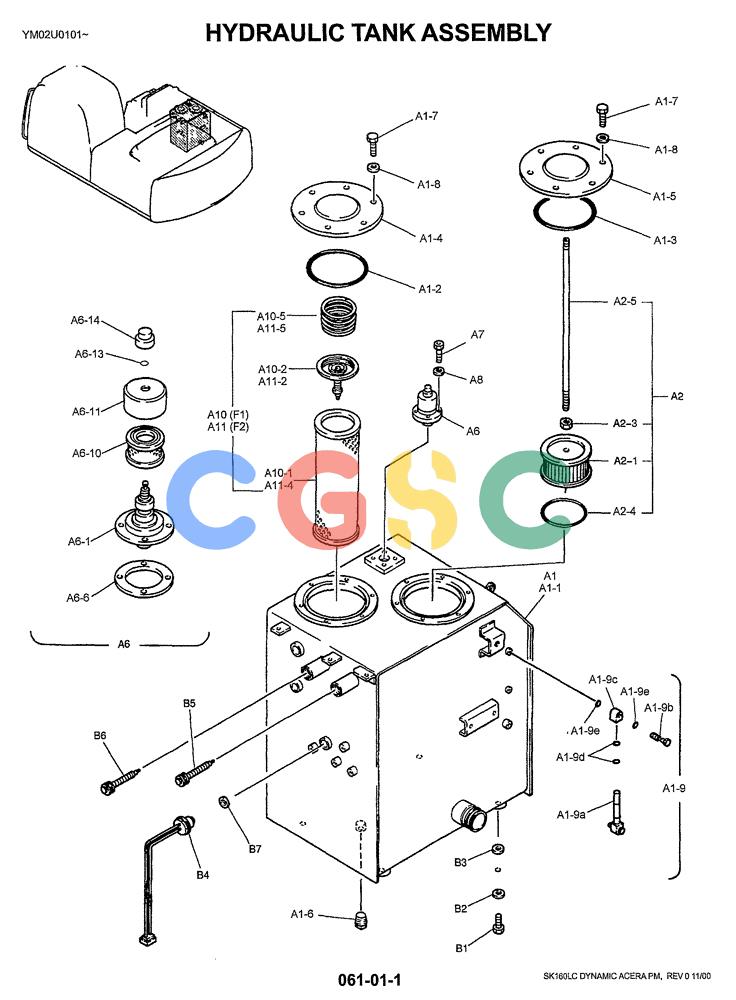 神钢零件查询(SK160LC) - DYNAMIC ACERA EXCAVATOR 11/2000 ASN YM02U0101 (11/00-12/02) (01-012) - HYDRAULIC TANK ASSEMBLY Kobelco