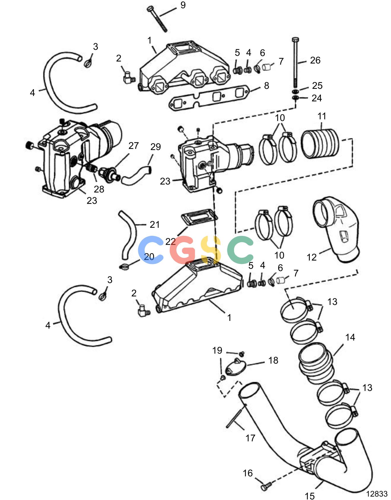 沃尔沃零件查询4.3GLPBYC; 4.3GSPBYC; 4.3GIPBYCCE; 4.3GSJBYA; 4.3GIJBYAIntake and Exhaust SystemExhaustEPC Volvo Penta Parts catalog