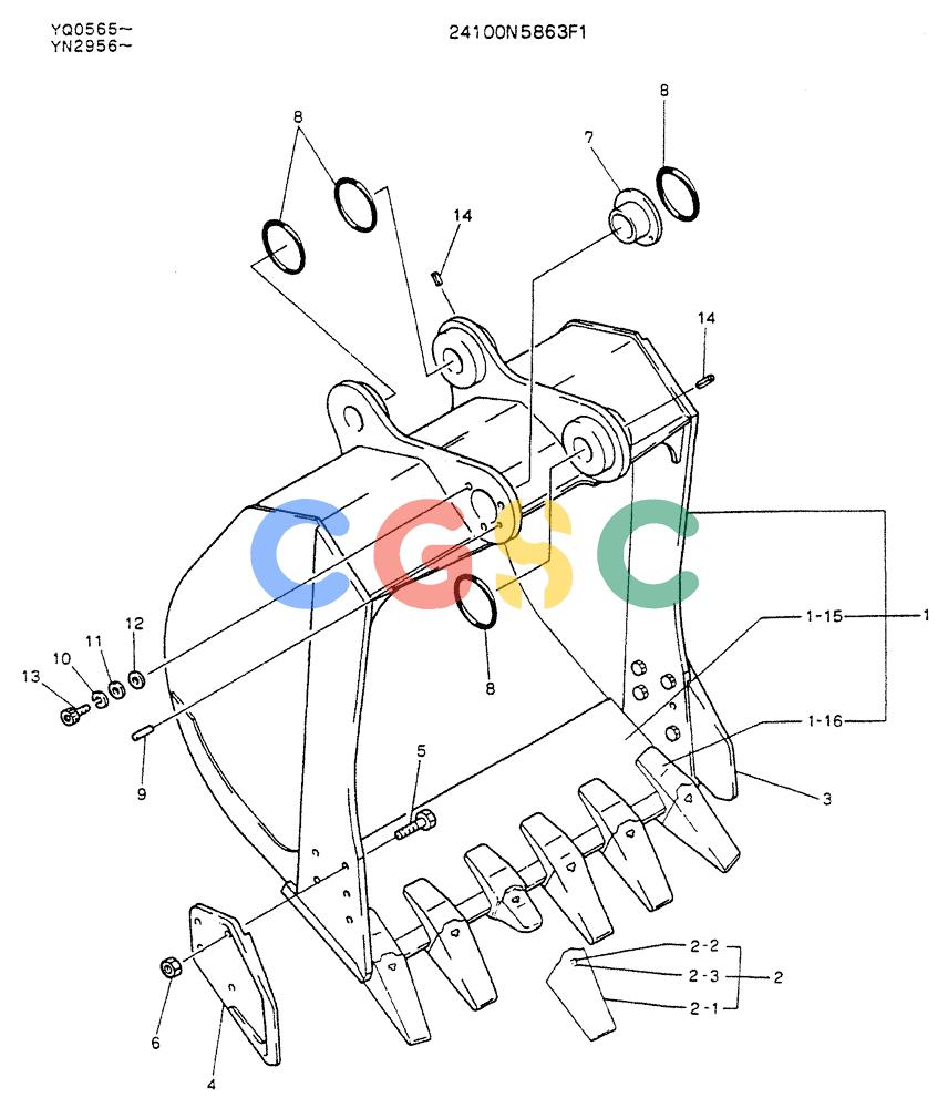 神钢零件查询(K907LC) - MARK II EXCAVATOR ASN YQ0565 (GLOBAL) (1/87-12/03) (09-019) - BUCKET ASSY 1.1M Kobelco