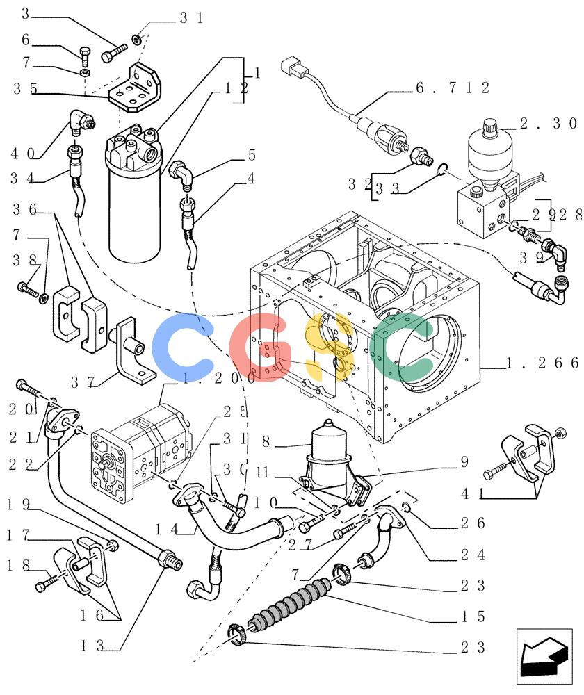 纽荷兰零件查询(DC150.B) - CRAWLER DOZER TIER 2 (3/03-) (2.319[01]) - BRAKE/STEERING DIFFERENTIAL CONNECTING PIPES New Holland Constructuion