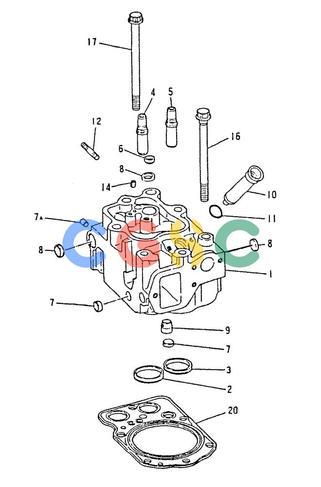 神钢零件查询(6D22-TC) - MITSUBISHI DIESEL ENGINE - K912, K912LC, & K916 (1/83-12/06) (01-005) - CYLINDER HEAD 020-200A Kobelco