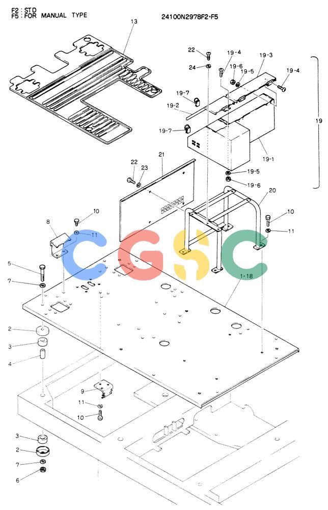 神钢零件查询(K904EL) - EXCAVATOR ASN LX1401 (1/86-12/03) (02-006) - PLATE ASSY, FLOOR, P/N 24100N2978F2, F5 Kobelco