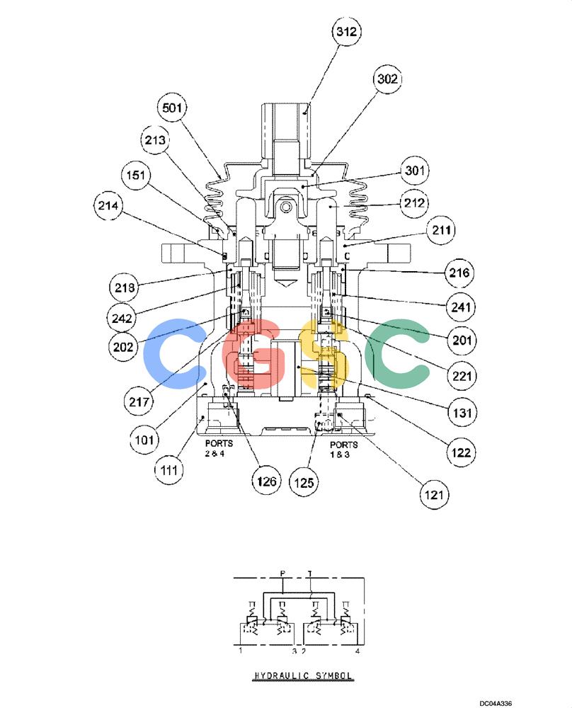 纽荷兰零件查询(EH215) - CRAWLER EXCAVATOR (9/03-) (08 -75[00]) - VALVE ASSY - PILOT (YN30V00069F1) New Holland Constructuion