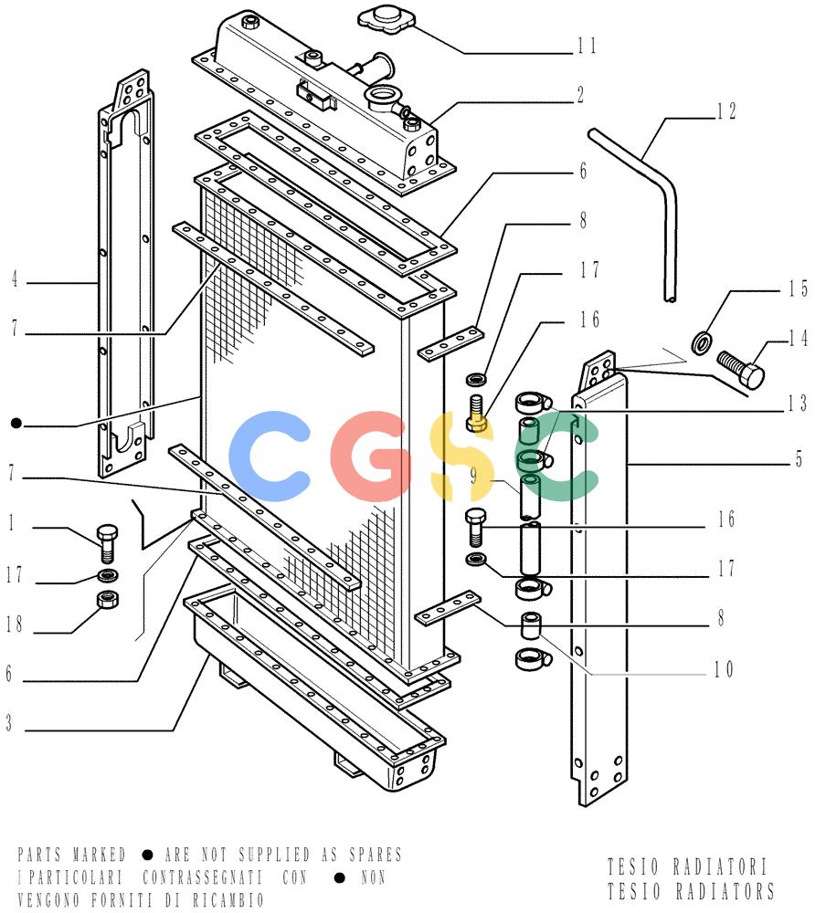 纽荷兰零件查询(FL175) - CRAWLER LOADER (N.A. VERSION) (6/92-) (0.550[04]) - WATER RADIATOR - COMPONENTS New Holland Constructuion