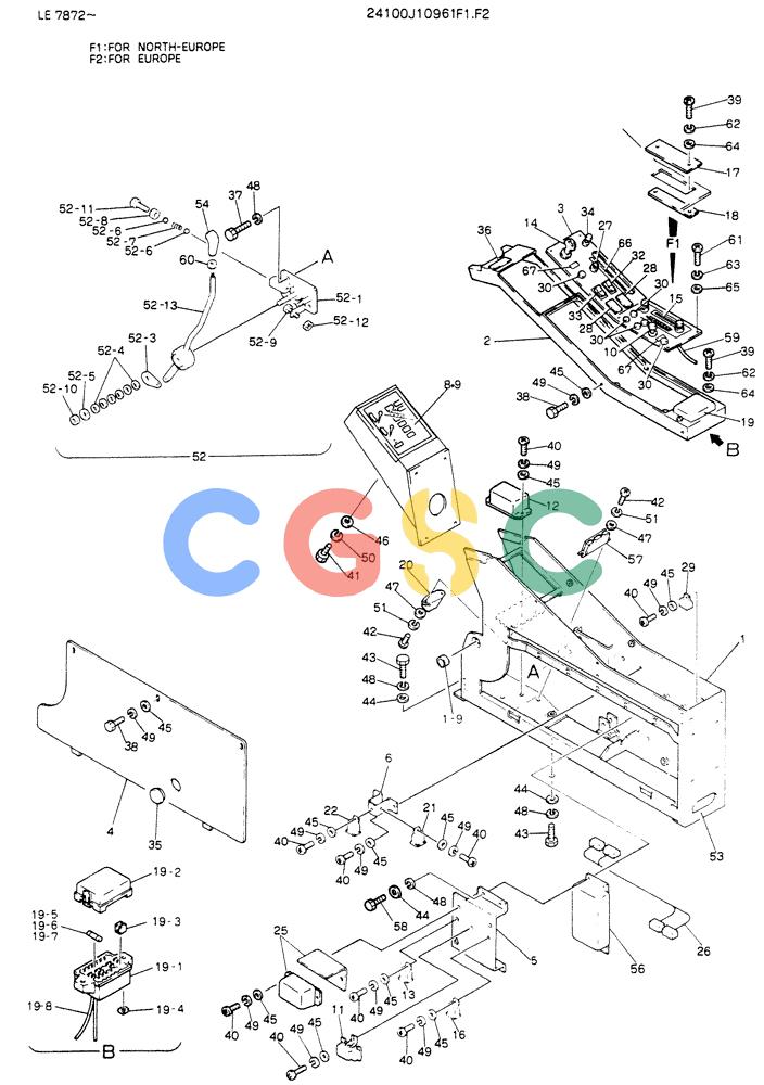 神钢零件查询(K903) - MARK II EXCAVATOR ASN LE7872 (1/88-12/03) (05-010) - PANEL ASSY, INST-FOR EXPORT(P/N 24100J10961F1~F2) Kobelco