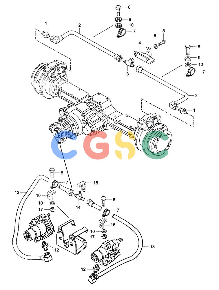 纽荷兰零件查询(AD250) - ARTICULATED DUMP TRUCK (7/01-) (3.400[02A]) - BRAKE SYSTEM - INTERMEDIATE AXLE New Holland Constructuion